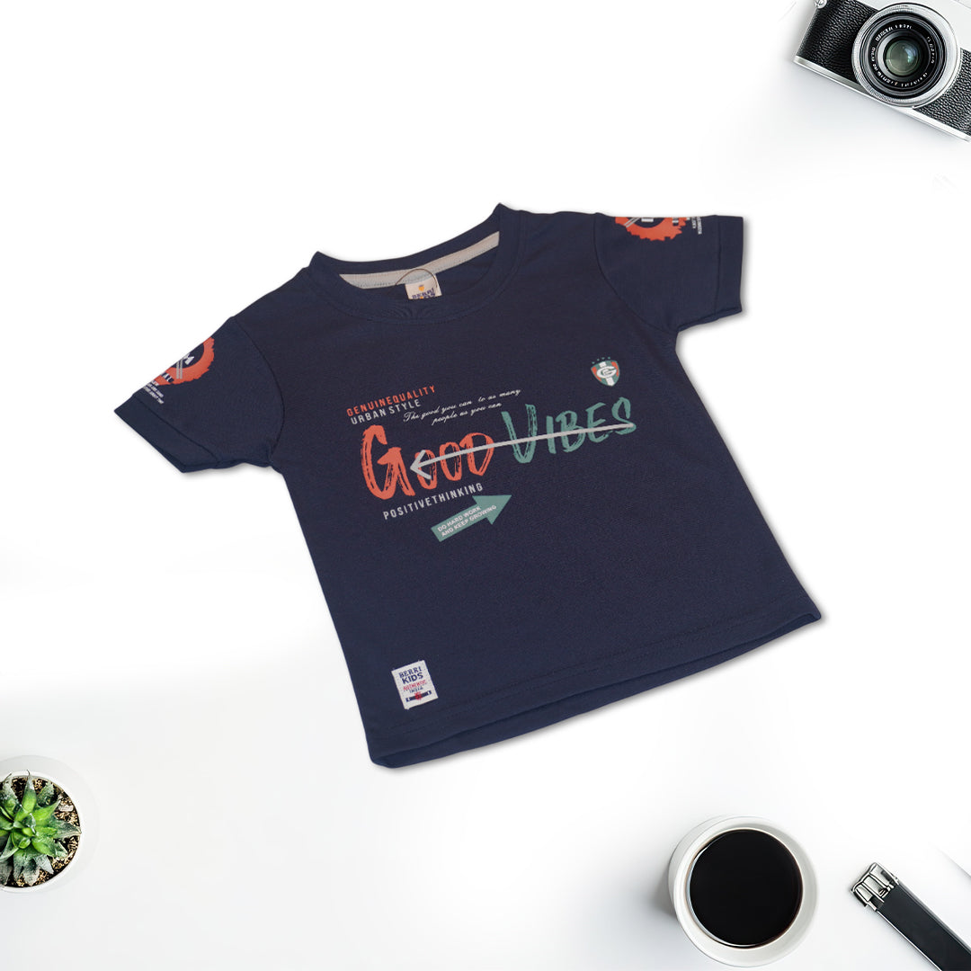 Boys Royal Blue T-Shirt and Red Denim Shorts