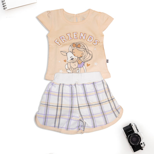Girls Casual Tops and Shorts Set