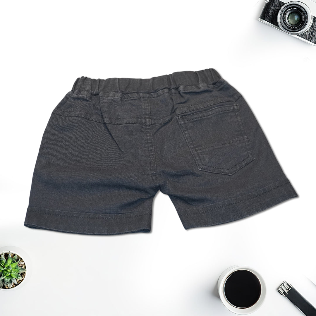 White T-Shirt with Black Denim Shorts