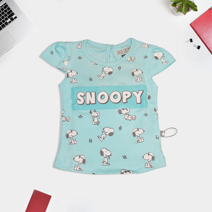 Snoopy Print T-Shirt with Shorts-Blue