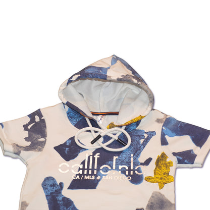 Blue and White Hoodie T-Shirt with Shorts Set