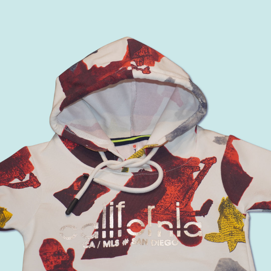 Kids Red and White Hoodie and Shorts Set