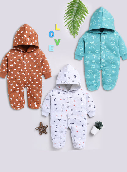 Printed Sleepsuit for Kids - Brown, Blue, White