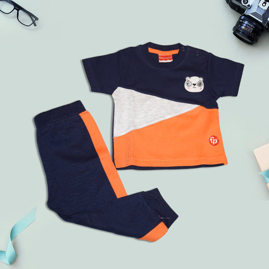 Kids Color Blocked T-Shirt with Trouser Set