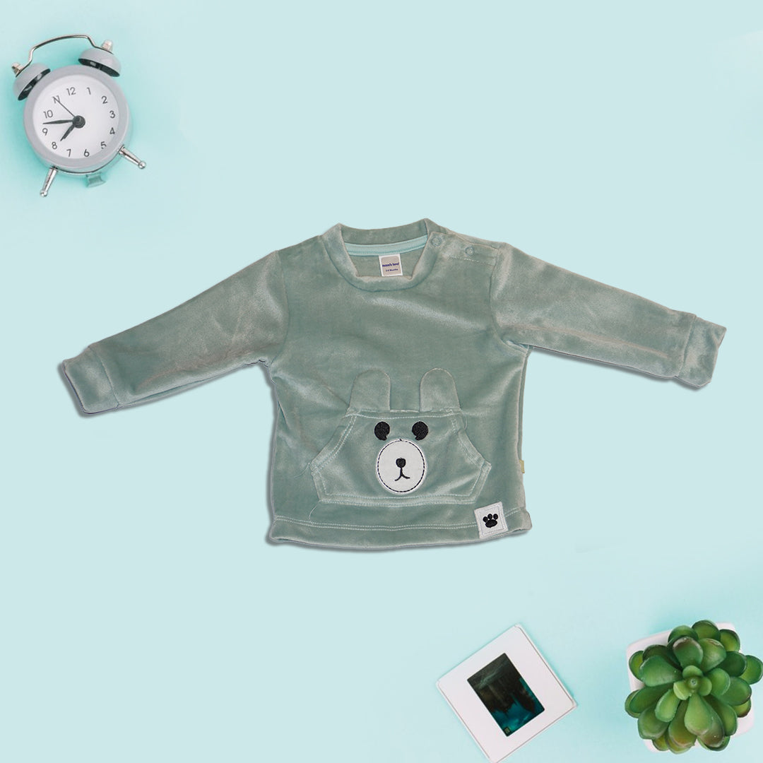 Full Sleeves Sweatshirt and Joggers with Bear Graphics - Dark Grey