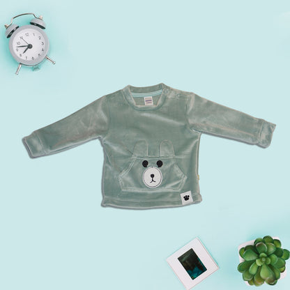 Full Sleeves Sweatshirt and Joggers with Bear Graphics - Dark Grey
