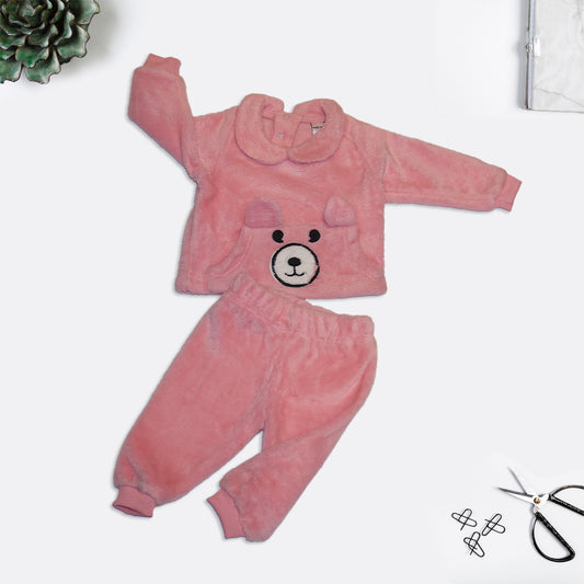 Pink Ruffled Collar Sweatshirt with Jogger Set