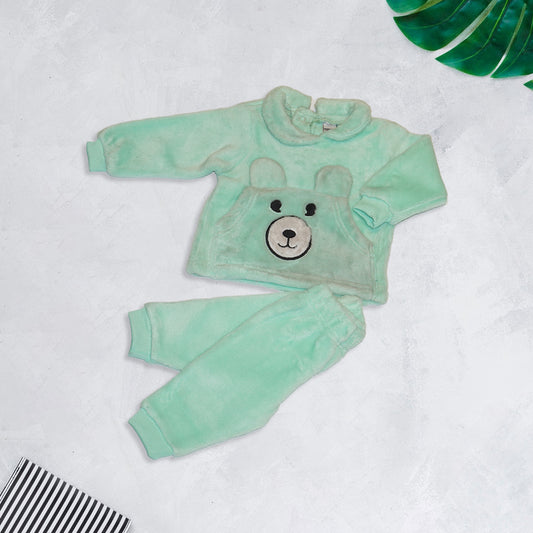 Sea Green Ruffled Collar Sweatshirt with Jogger Set
