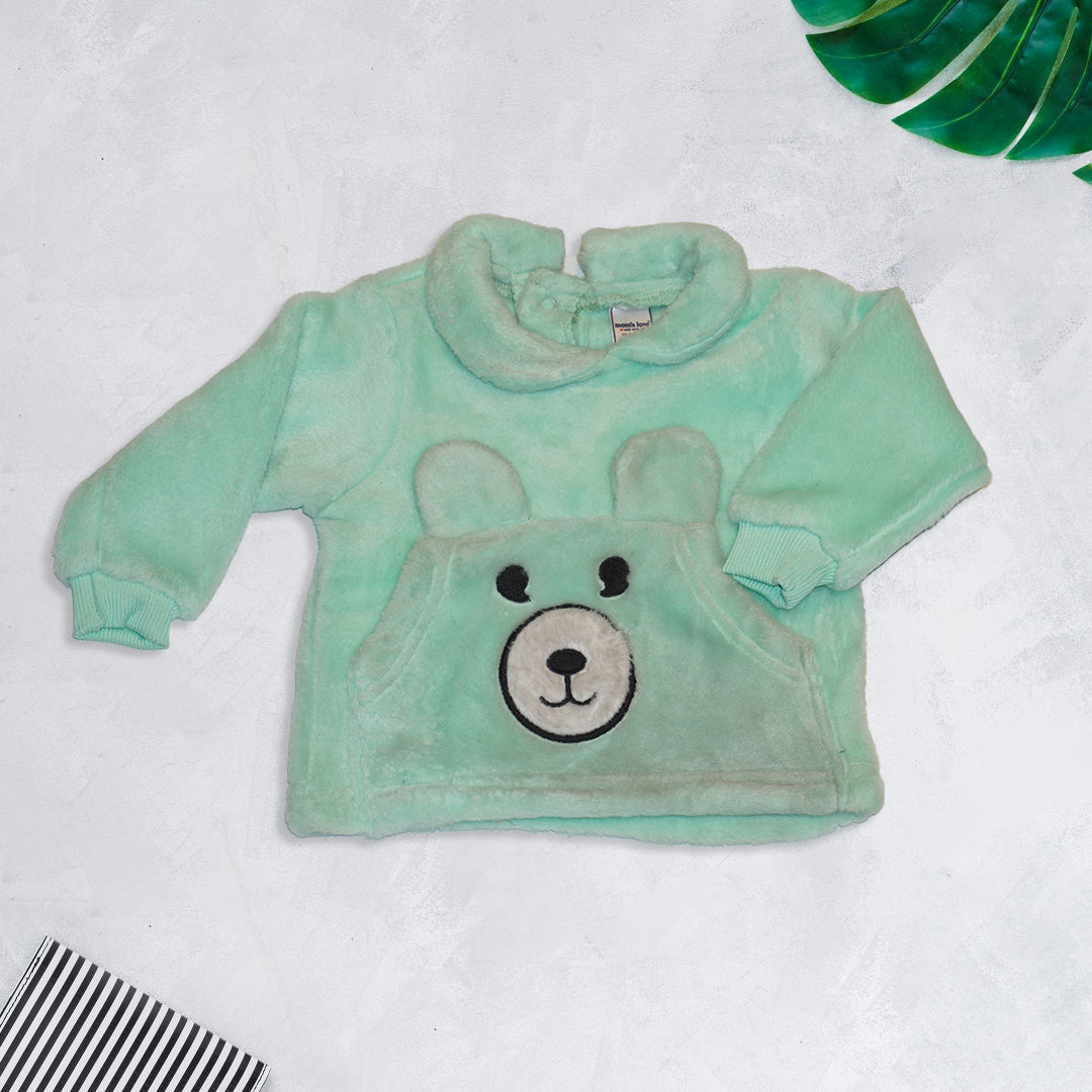 Sea Green Ruffled Collar Sweatshirt with Jogger Set