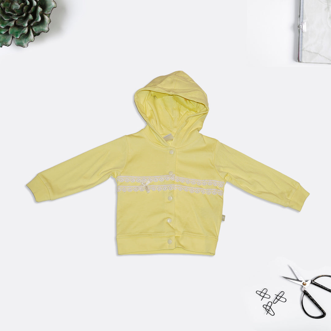 Yellow Embellished Hoodie Set with Jogger