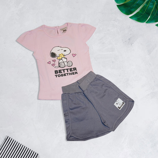 Girls Pink and Grey T-Shirt and Short