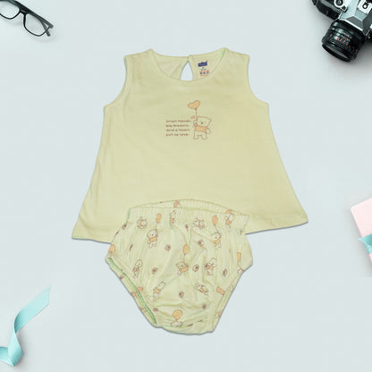 Sleeveless Cotton Knit Dress with Matching Bloomers