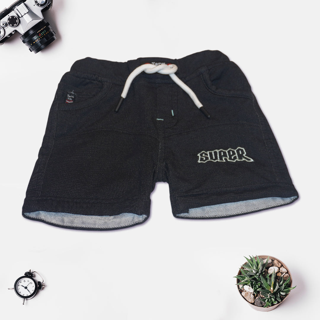Kids Sea Green Collar T-Shirt with Denim Shorts