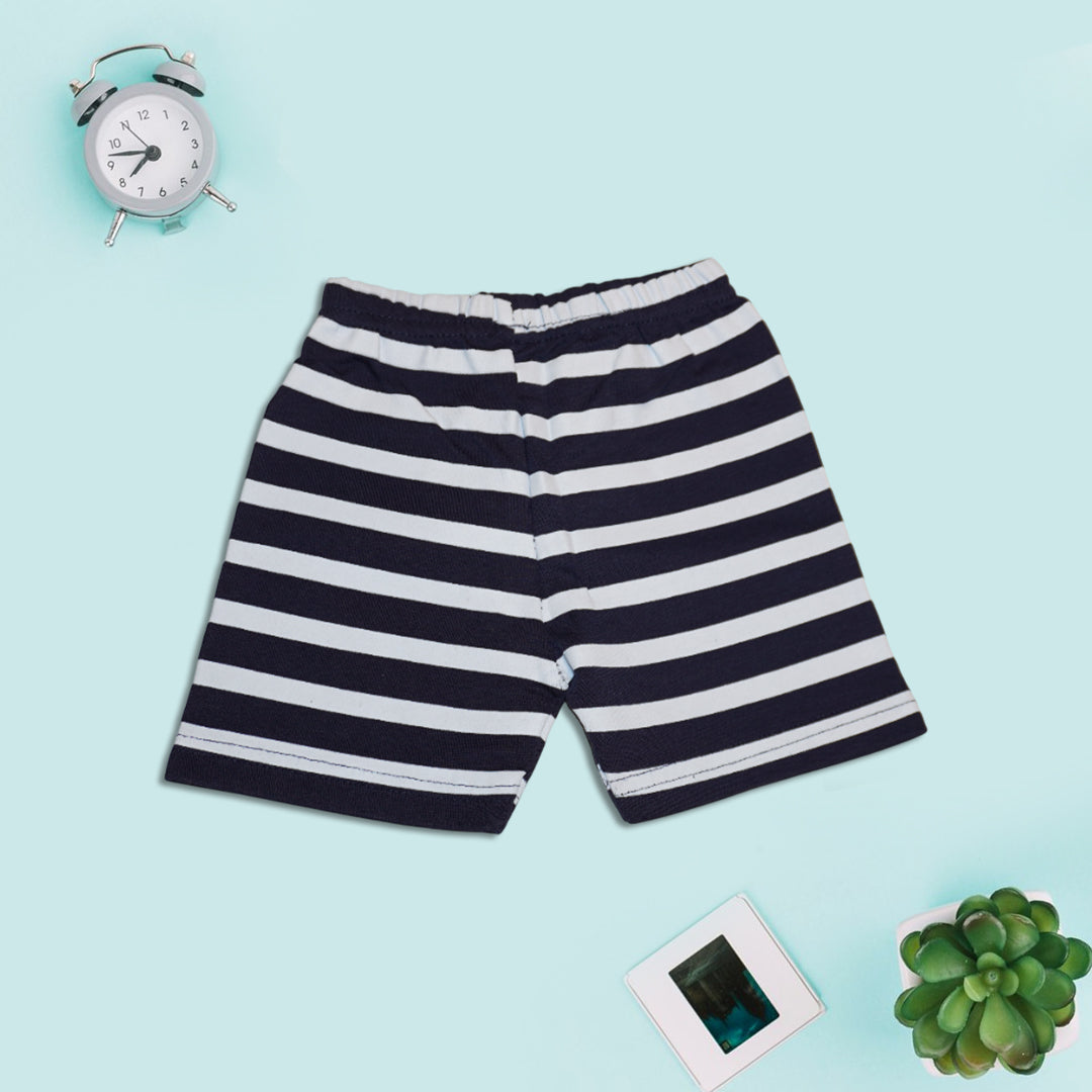 Kids Blue T-Shirt and Stirped Shorts Set