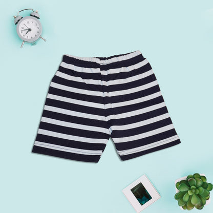 Kids Blue T-Shirt and Stirped Shorts Set