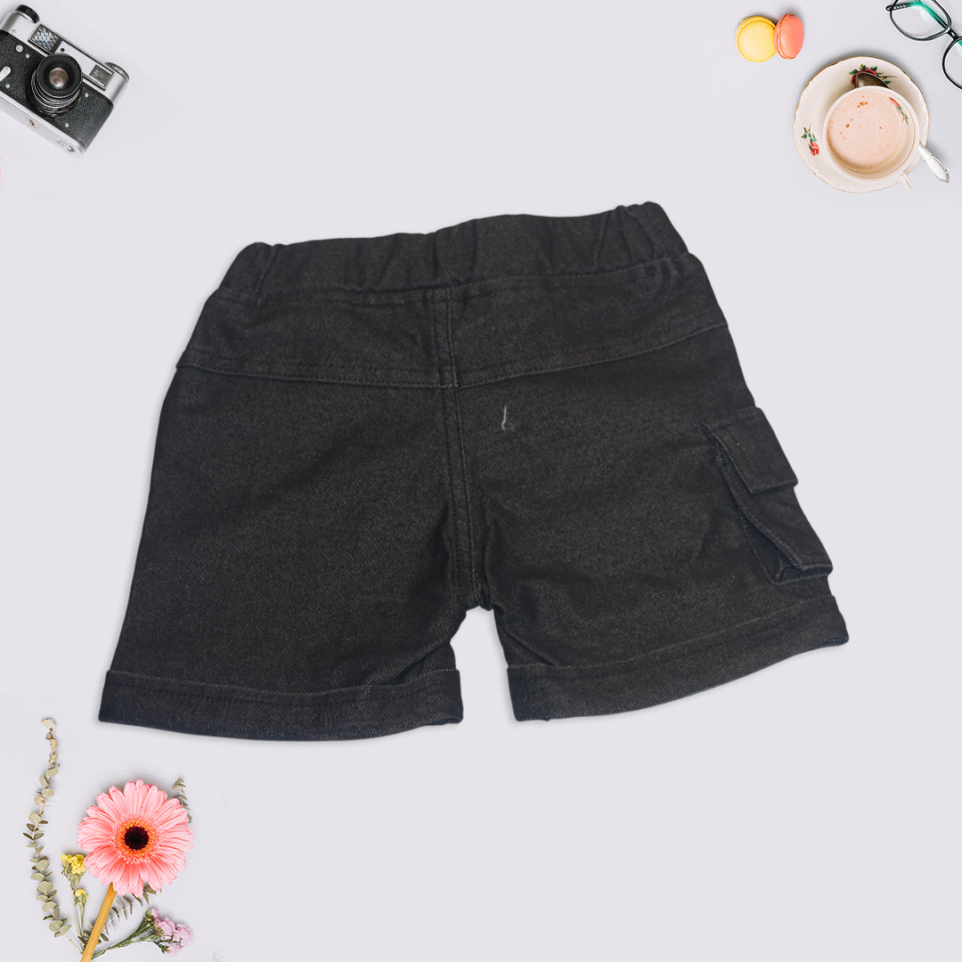 Kids Sandal T-Shirt with Black Denim Shorts