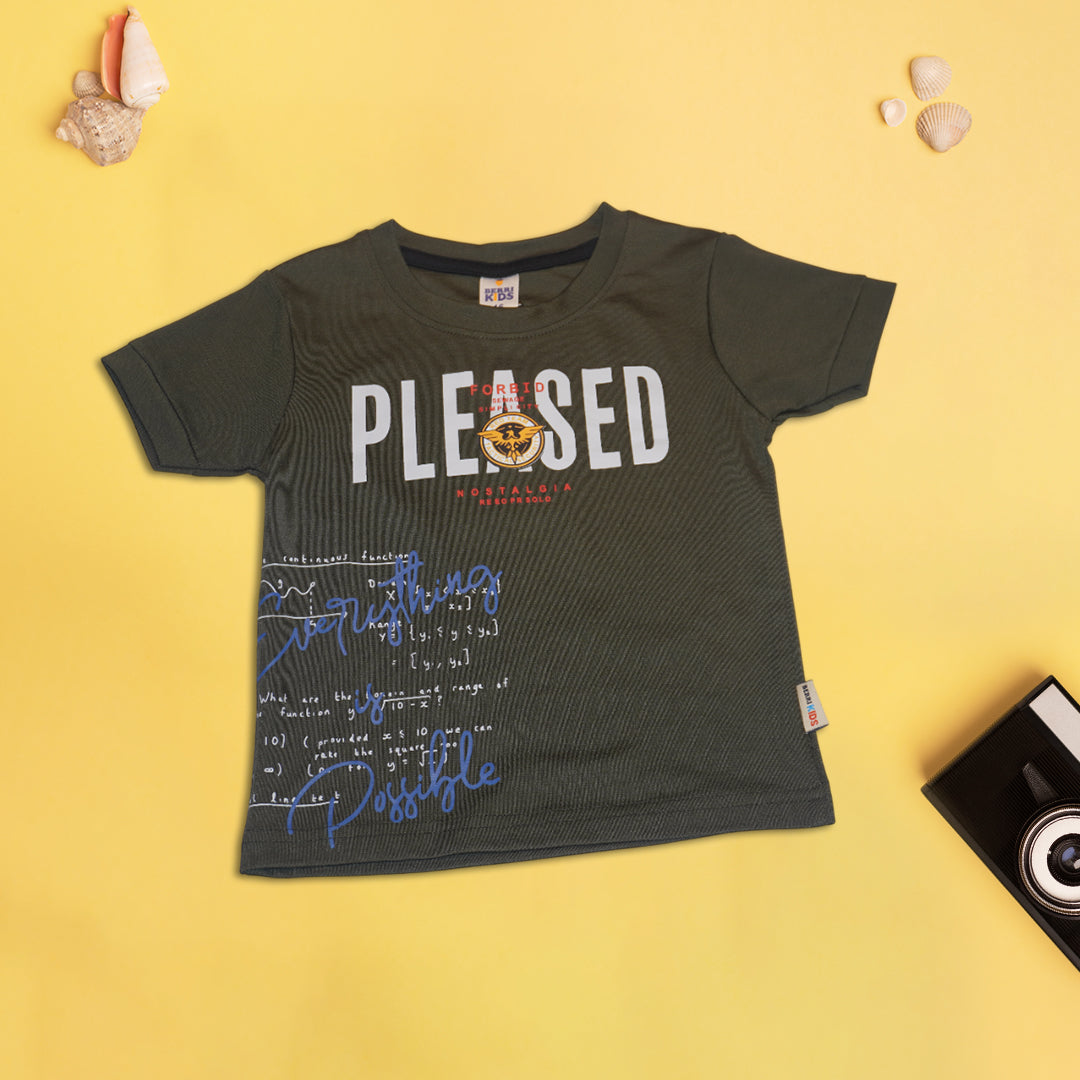 Kids Casual T-Shirt with Grey Denim Shorts