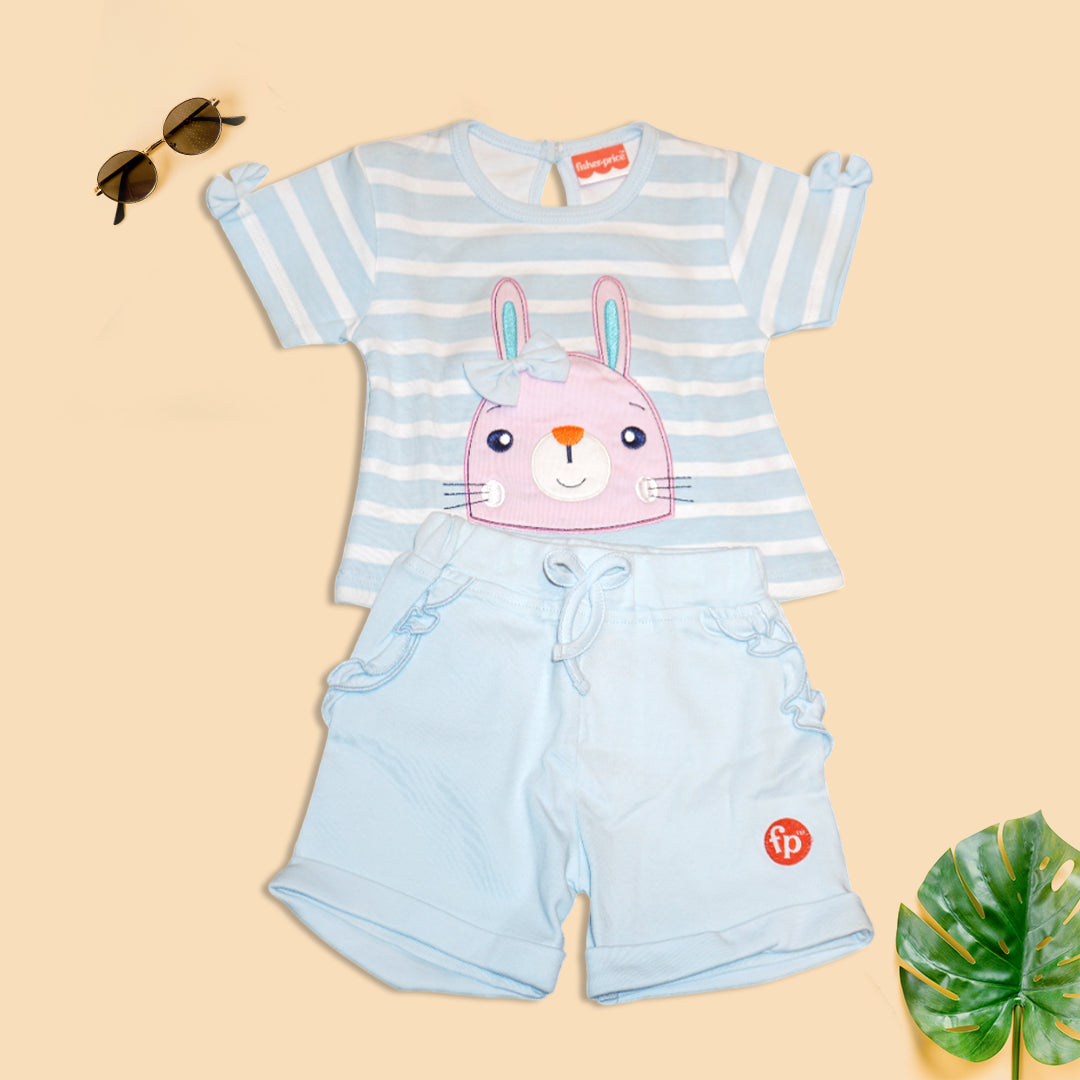 Pretty Cartoon Printed Shorts Set for Girl Kids