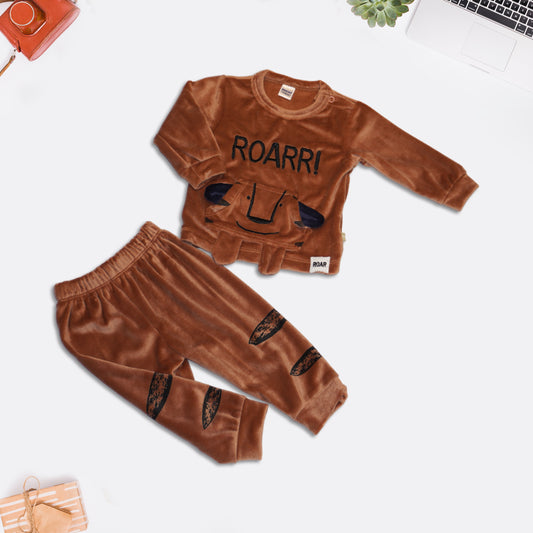 Full Sleeves Sweatshirt and Joggers for Kids - Brown