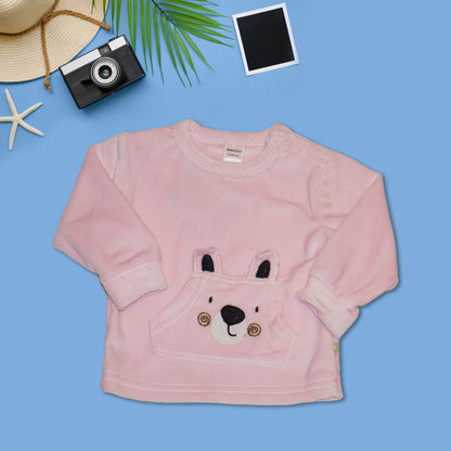 Full Sleeves Sweatshirt and Joggers with Bear Graphics - Light Pink