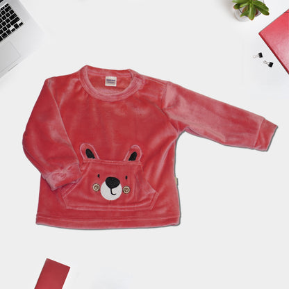 Full Sleeves Sweatshirt and Joggers with Bear Graphics - Dark Pink