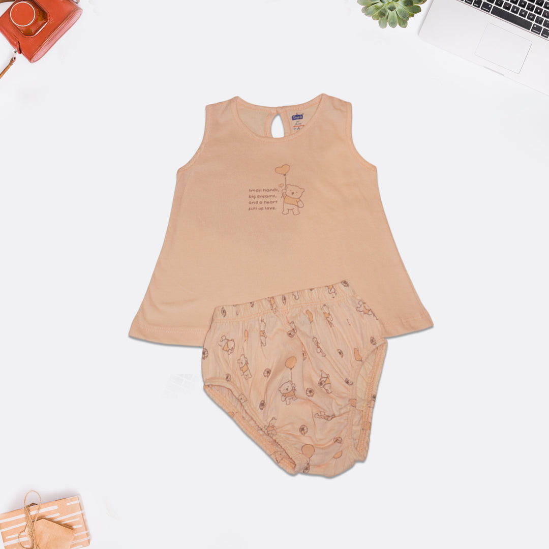 Sleeveless Cotton Knit Dress with Matching Bloomers