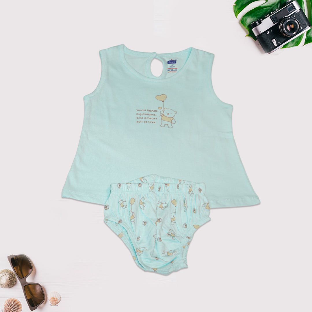 Sleeveless Cotton Knit Dress with Matching Bloomers