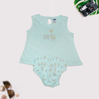 Sleeveless Cotton Knit Dress with Matching Bloomers