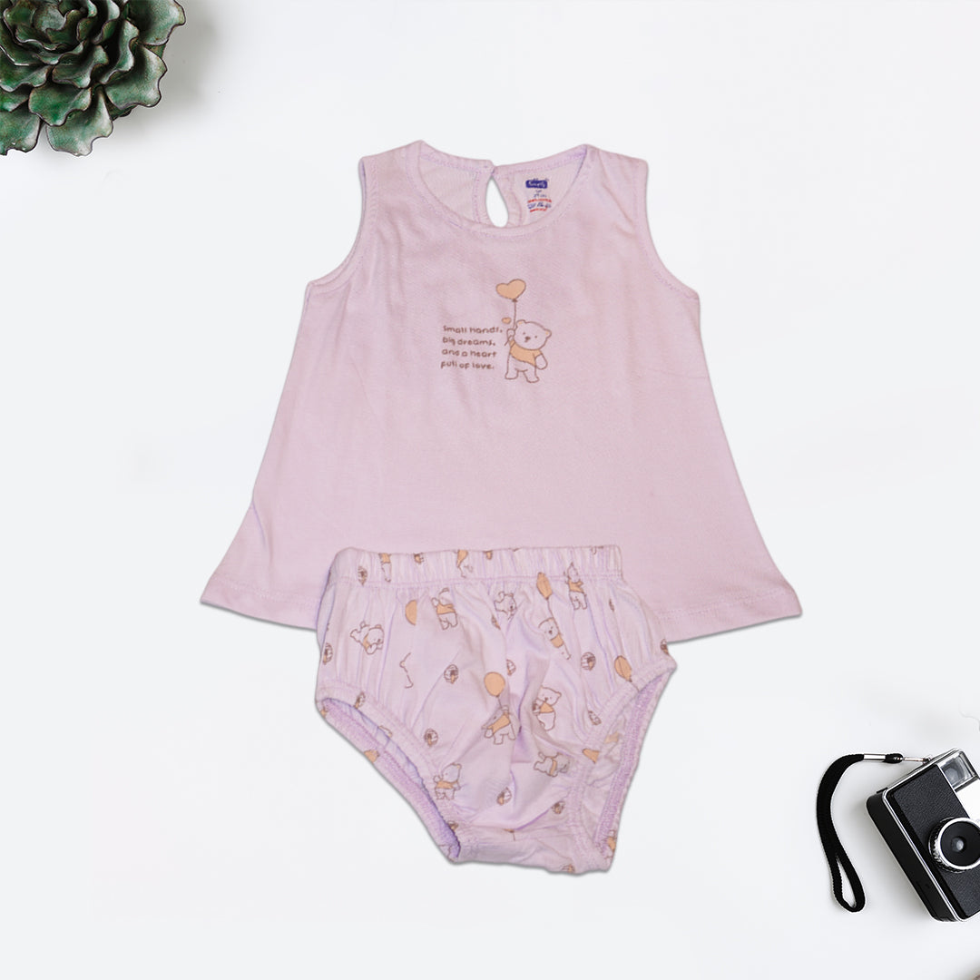 Sleeveless Cotton Knit Dress with Matching Bloomers