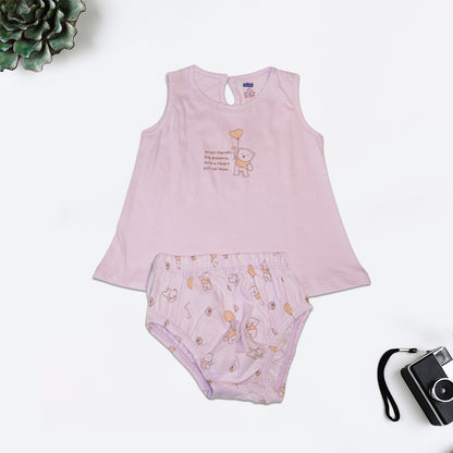 Sleeveless Cotton Knit Dress with Matching Bloomers