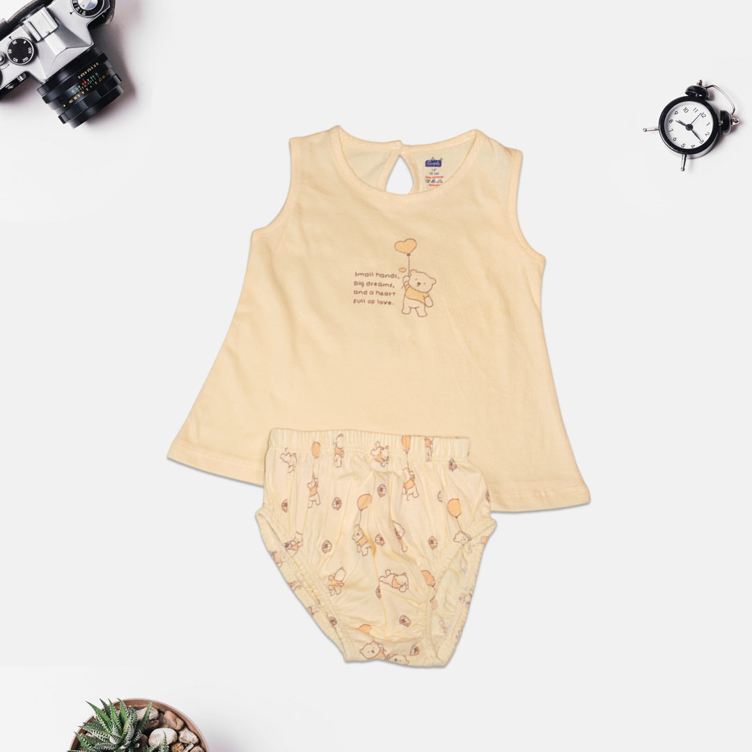 Sleeveless Cotton Knit Dress with Matching Bloomers