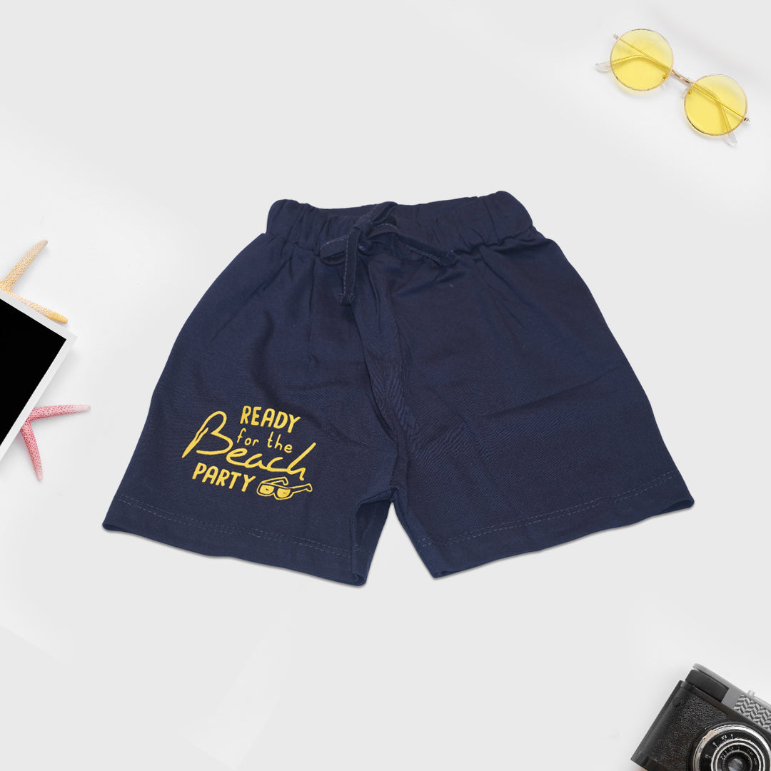 Sinker knit half-sleeve T-shirt and shorts set featuring a 'Funday' text print