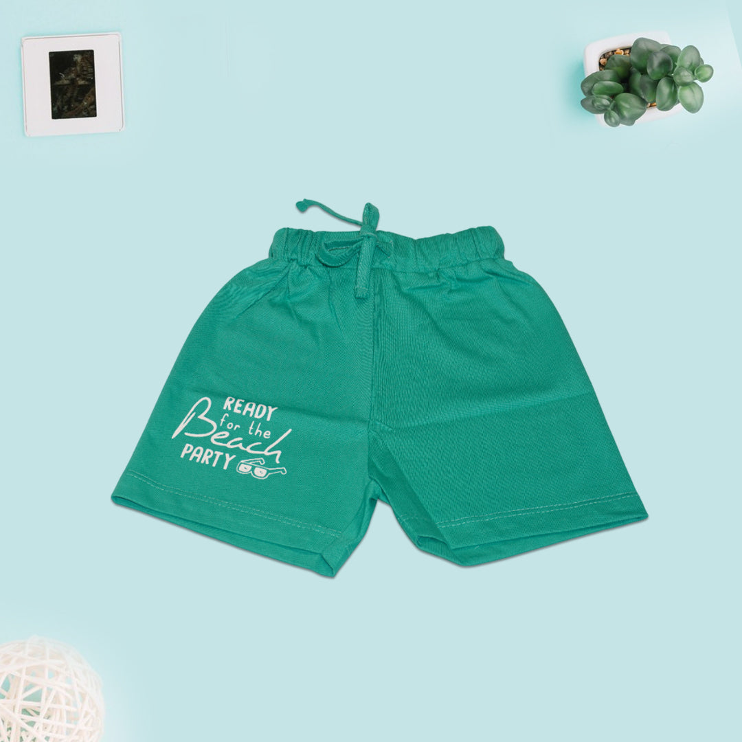 Sinker knit half-sleeve T-shirt and shorts set featuring a 'Funday' text print