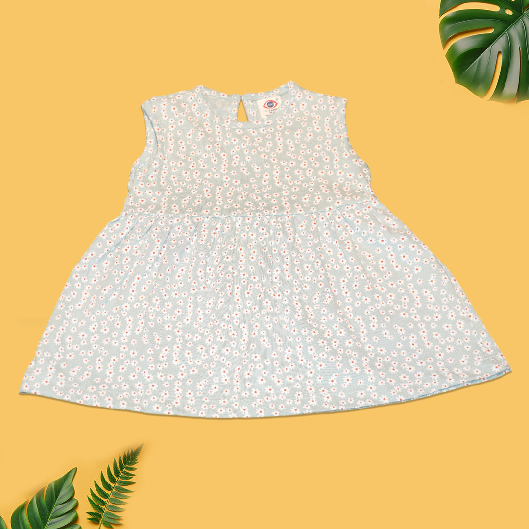 Baby Girls’ Sleeveless Floral Frock – Soft Cotton