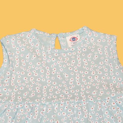 Baby Girls’ Sleeveless Floral Frock – Soft Cotton