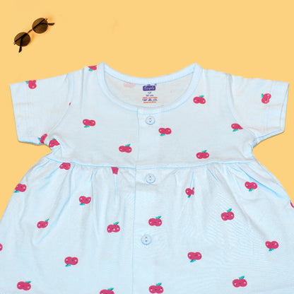 Baby Girl Frock Set – Pack of 3 | Front Open | Fruity Print | Cotton