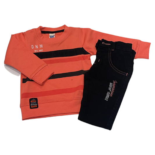 Kids Casual Set (Orange and Black)