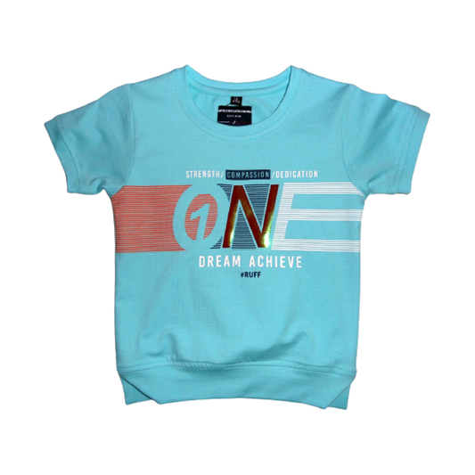 kids cotton half shirt with graphics ONE